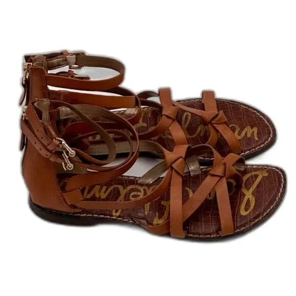 Sam Edelman Gladiator Sandals – Cognac Leather Flat Sandals Women’s 8 - Picture 2 of 6